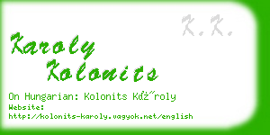 karoly kolonits business card